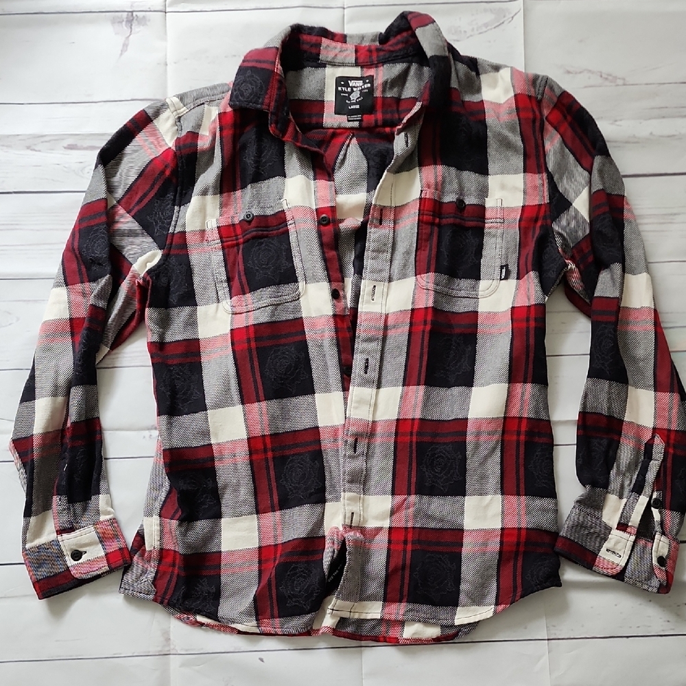Vans Red and Black Plaid Casual Shirt